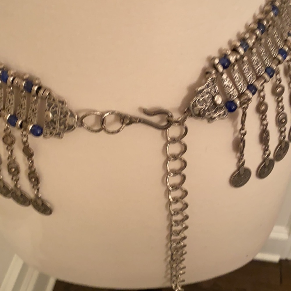 Festival Lapis and Pewter Coin Belt - Picture 4 of 6
